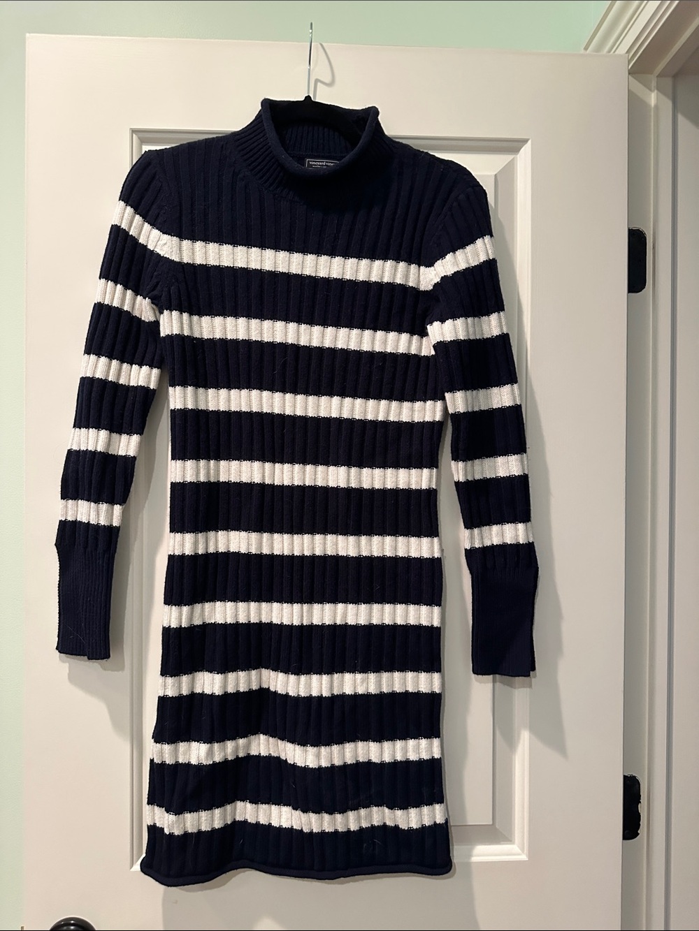 Vineyard Vines Striped Navy and White Turtleneck Sweater Dress